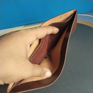 Elegant brown color pure leather bi-fold wallet